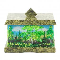 Шкатулка змеевик малая &amp;quot;Лето&amp;quot; 9х6,5х7,5 см