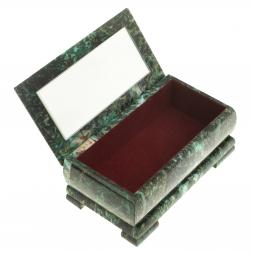 Шкатулка с иллюстрацией "Парусник" камень змеевик 17,5х9,5х7,5 см