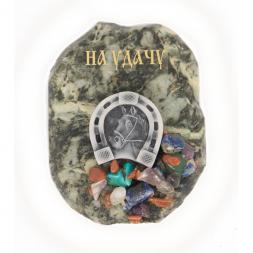 Магнит подкова с самоцветами "На удачу" змеевик