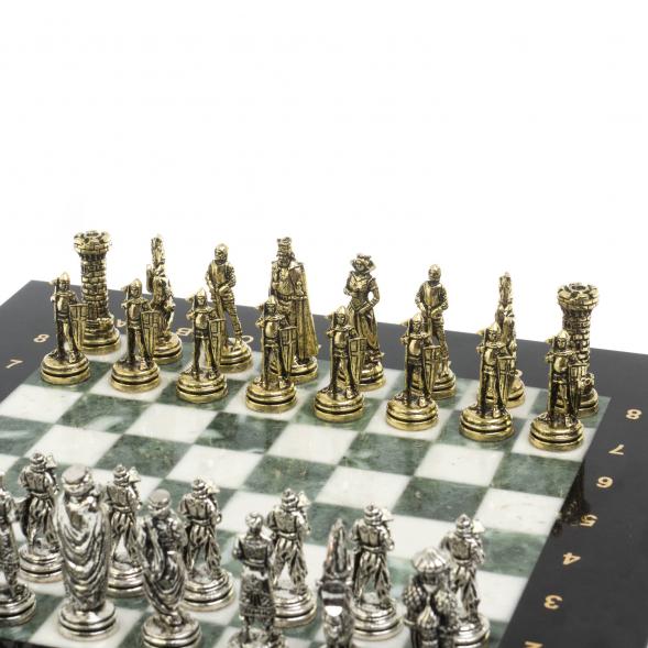 Шахматы &amp;quot;Рыцари&amp;quot; из мрамора и змеевика доска 28х28 см 127728