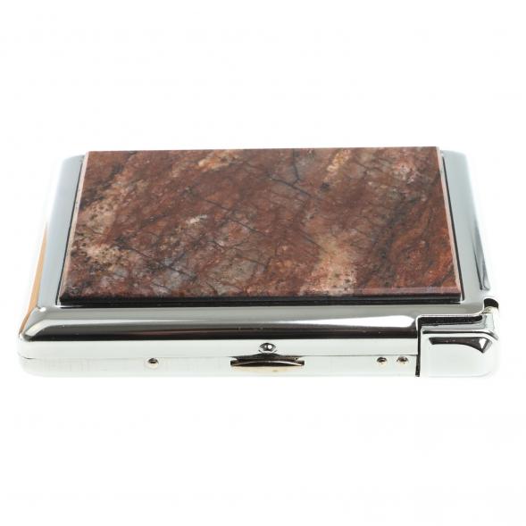 Портсигар на 20 сигарет с зажигалкой камень авантюрин 123412