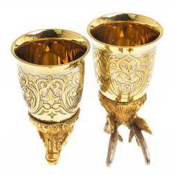 Подарочный набор &amp;quot;Олень&amp;quot; фляжка и 2 стопки перевертыша Златоуст