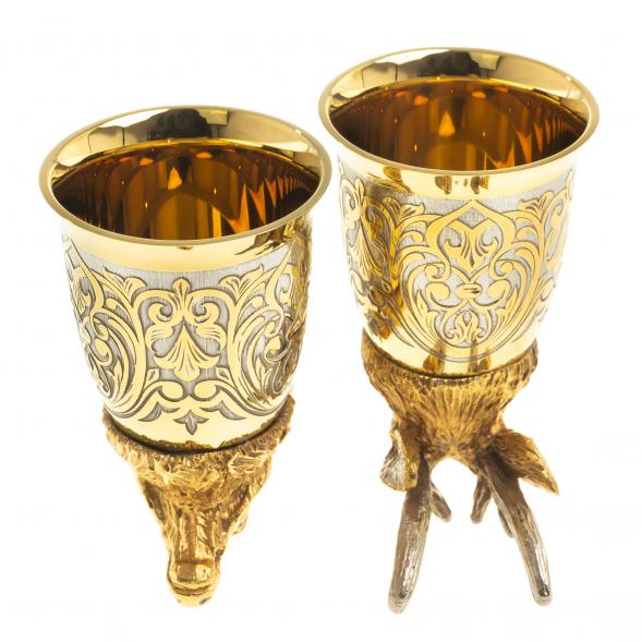 Подарочный набор &amp;quot;Олень&amp;quot; фляжка и 2 стопки перевертыша Златоуст 123685