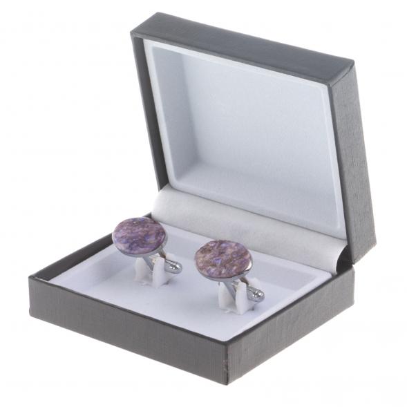 Запонки камень чароит овальные 124450