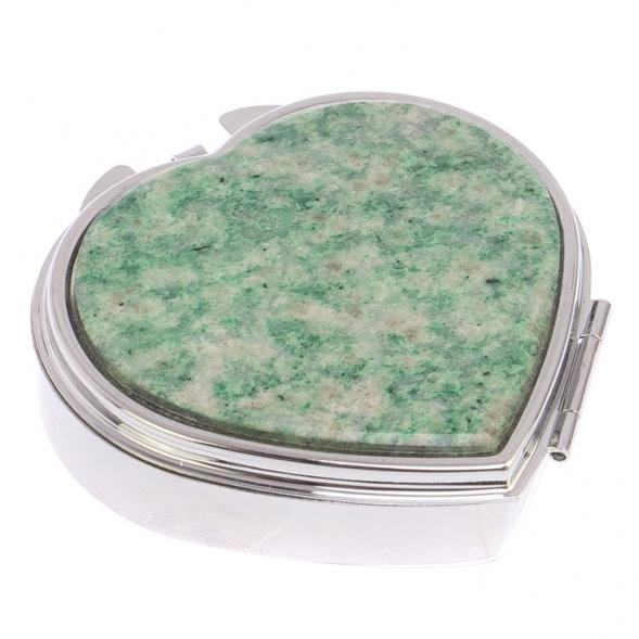 Таблетница &amp;quot;Сердце&amp;quot; на 3 отделения камень лиственит цвет серебро 125964