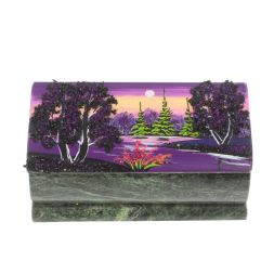 Шкатулка с росписью &amp;quot;Рассвет&amp;quot; камень змеевик 15х7,5х6 см