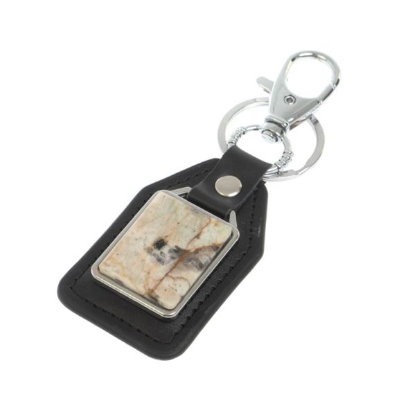 Брелок для ключей с накладкой из камня амазонит дымчатый кварц 127807