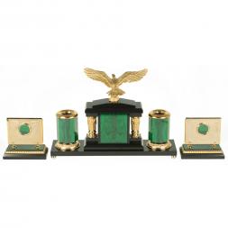 Настольный набор &amp;quot;Орел&amp;quot; малахит и долерит