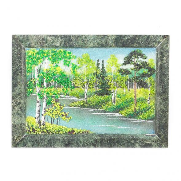 Картина из камня &amp;quot;Летний пейзаж&amp;quot; рамка змеевик 13х18 см 119784