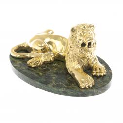 Статуэтка &amp;quot;Лев&amp;quot; из бронзы и шабровского змеевика
