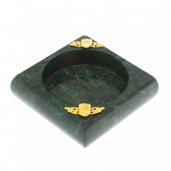 Пепельница из змеевика с накладкой 9,5х9,5х9,5 см 129531