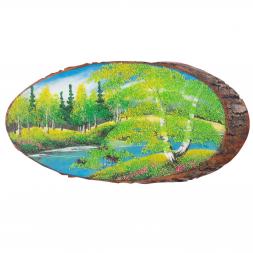 Панно на срезе дерева &amp;quot;Лето&amp;quot; горизонтальное 35-40 см