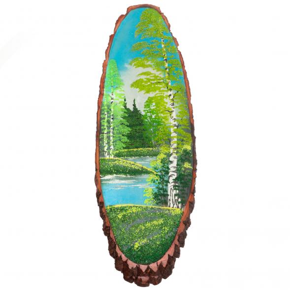 Панно на срезе дерева &amp;quot;Лето&amp;quot; вертикальное 105-110 см каменная крошка 129729