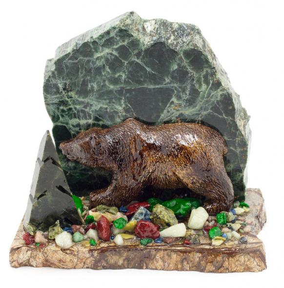 Сувенир &amp;quot;Мишка&amp;quot; камень змеевик 116074