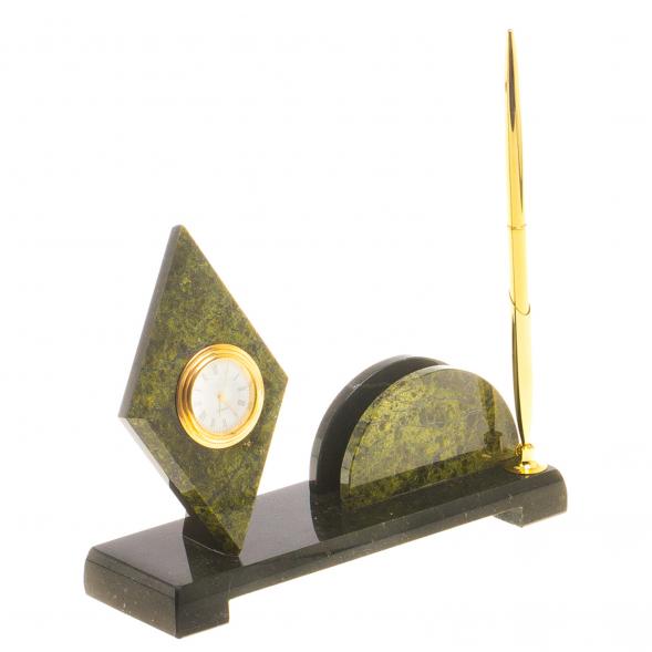 Мини-набор с часами &amp;quot;Ромб&amp;quot; камень змеевик 124746