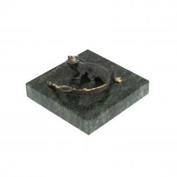 Статуэтка &amp;quot;Ящерица с длинным хвостом&amp;quot; бронза змеевик