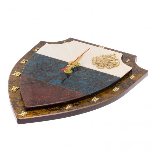 Часы настенные &amp;quot;Герб РФ&amp;quot; лабрадорит, змеевик, мрамор 126247