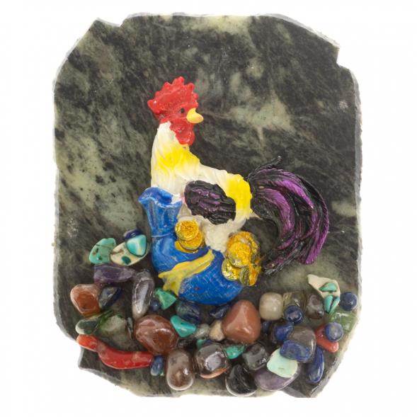 Магнит &amp;quot;Петух на мешке с монетами&amp;quot; змеевик 117331