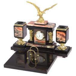 Письменный набор из яшмы с бронзой "Горный орел"