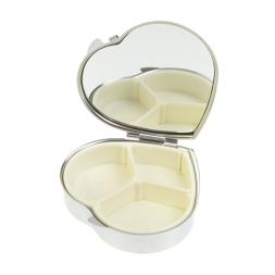 Таблетница &amp;quot;Сердце&amp;quot; с ящерицей на 3 отделения змеевик цвет серебро