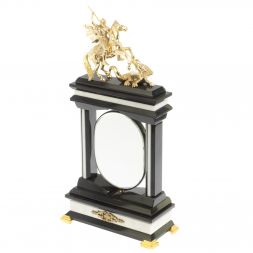 Часы &amp;quot;Георгий Победоносец&amp;quot; из мрамора и долерита с поворотным зеркалом