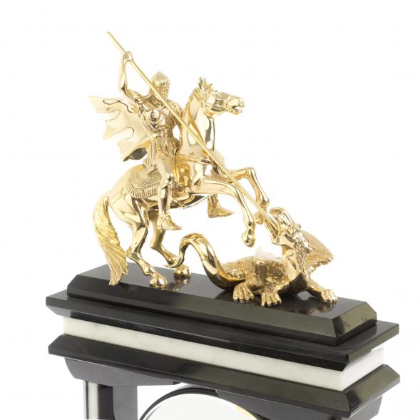 Часы &amp;quot;Георгий Победоносец&amp;quot; из мрамора и долерита с поворотным зеркалом 127251