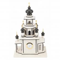 Эксклюзивные часы "Церковь" из натурального камня мрамор змеевик