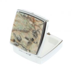 Таблетница на 2 отсека камень амазонит дымчатый кварц цвет серебро