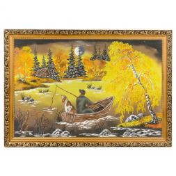 Картина "Ночная рыбалка" багет 46х66 см, каменная крошка