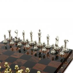 Шахматы "Стаунтон" доска из обсидиана 40х40 см