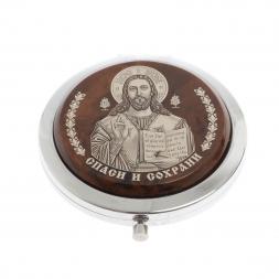 Зеркало с иконой &amp;quot;Спаси и сохрани&amp;quot; из коричневого обсидиана