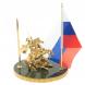 Статуэтка &amp;quot;Георгий Победоносец&amp;quot; с флагом РФ на нефрите 20х20х27 см 129798