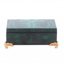 Шкатулка из натурального малахита 8,5х5,5х3,5 см