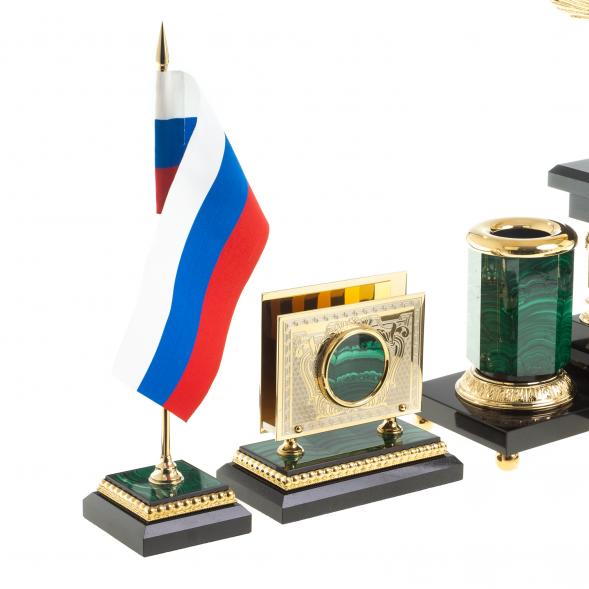 Письменный набор &amp;quot;Парящий орел&amp;quot; из малахита Златоуст 122845