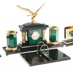 Письменный набор &amp;quot;Парящий орел&amp;quot; из малахита Златоуст