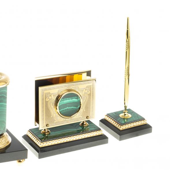 Письменный набор &amp;quot;Парящий орел&amp;quot; из малахита Златоуст 122845