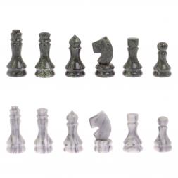 Шахматы с гравировкой &amp;quot;Турнирные&amp;quot; доска 38х38 см серый мрамор, змеевик