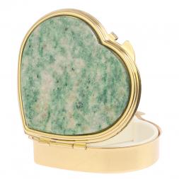 Таблетница "Сердце" на 3 отделения камень лиственит цвет золото