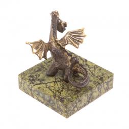Статуэтка из бронзы &amp;quot;Дракончик&amp;quot; на подставке из змеевика