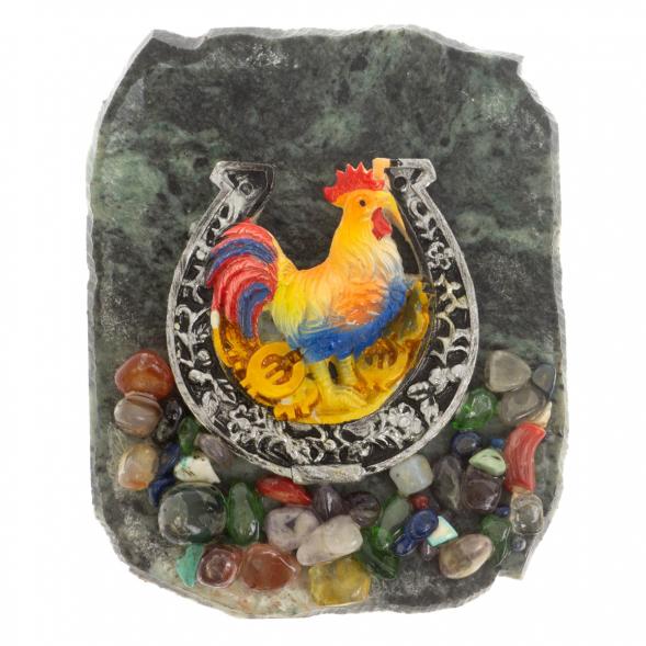 Магнит &amp;quot;Петух в подкове с монетами&amp;quot; змеевик 117332