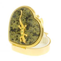 Таблетница &amp;quot;Сердце&amp;quot; ящерица со стразами на 3 отделения змеевик цвет золото