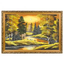 Картина "Осенняя ночь" багет дерево 46х66 см, каменная крошка