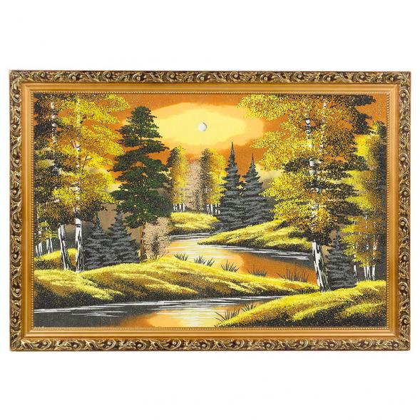 Картина &amp;quot;Осенняя ночь&amp;quot; багет дерево 46х66 см, каменная крошка 112457