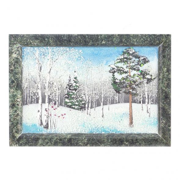 Картина из камня &amp;quot;Зимний пейзаж&amp;quot; рамка змеевик 13х18 см 119786