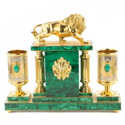 Настольный набор &amp;quot;Лев&amp;quot; малахит