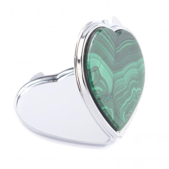 Зеркальце из малахита &amp;quot;Сердце&amp;quot; двухстороннее цвет серебро 121270