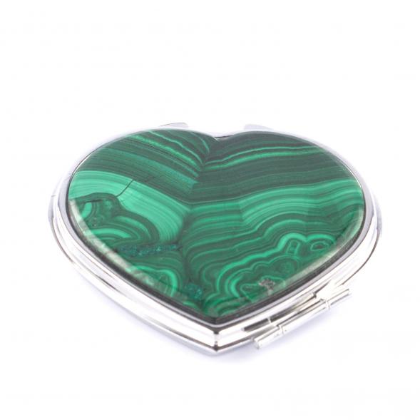 Зеркальце из малахита &amp;quot;Сердце&amp;quot; двухстороннее цвет серебро 121270
