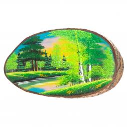 Панно на срезе дерева "Лето" горизонтальное 40-45 см каменная крошка