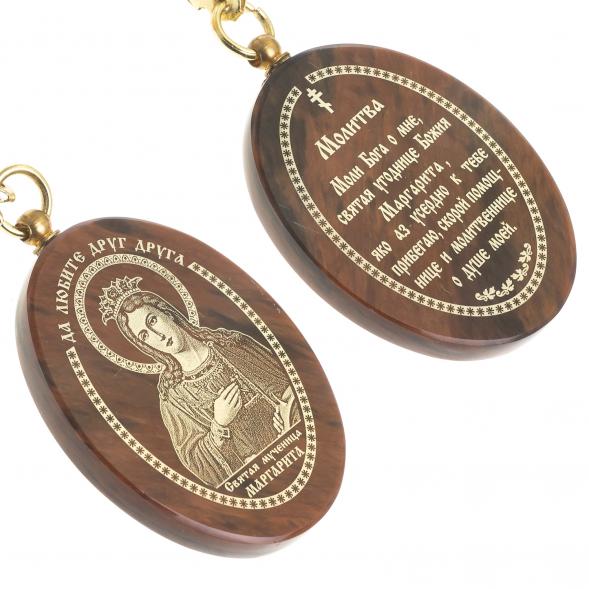Брелок-оберег с молитвой &amp;quot;Святая Маргарита&amp;quot; камень обсидиан 123140