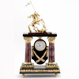 Бронзовые каминные часы &amp;quot;Георгий Победоносец&amp;quot; камень креноид